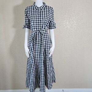 Calvin Klein Black and White Midi Dress with Peter Pan Collar